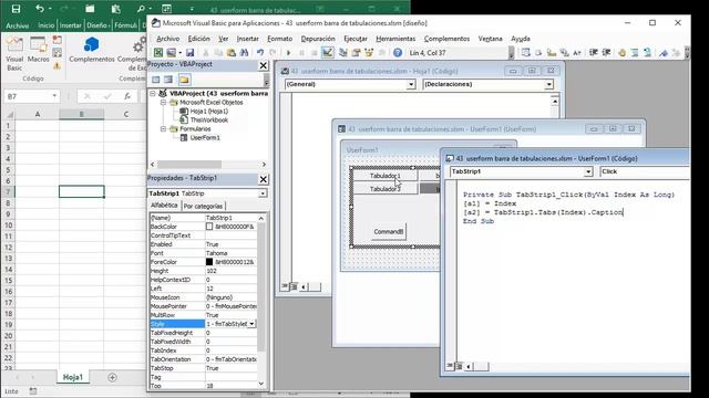 43 curso excel vba 2016: userform barra de tabulaciones смотреть онлайн