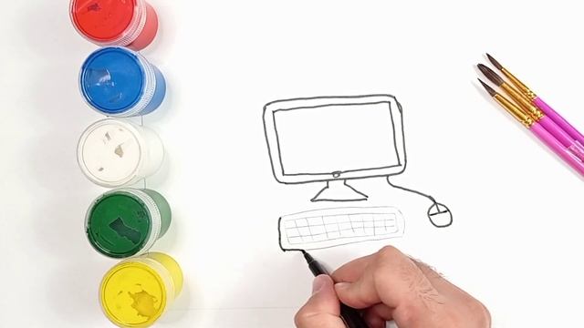 Drawing and Coloring a Computer for kids | Рисуем Компьютер для детей. Раскраска смотреть онлайн