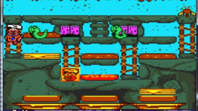 The Flintstones Burgertime In Bedrock - Game Boy Color Nintendo - emulador RetroArch 1.7.0 смотреть онлайн