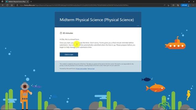 Microsoft Forms Timed Quiz