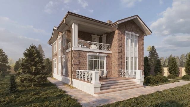 Проект двухэтажного дома с балконом. Дом из газобетона. Проекты домов АртПро. смотреть онлайн