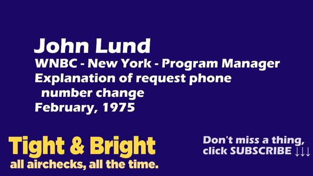 John Lund - 66 WNBC, New York: Why did WNBC change the request line phone number? Radio Aircheck смотреть онлайн
