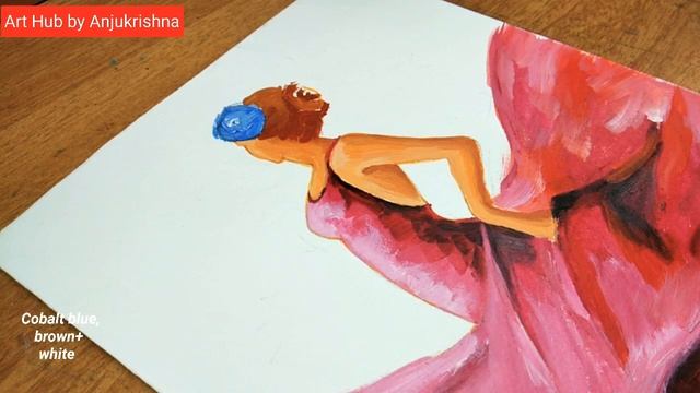 ACRYLIC PAINTING for beginners / #133/ Girl painting / Dancing girl / Step by step painting tutoria смотреть онлайн