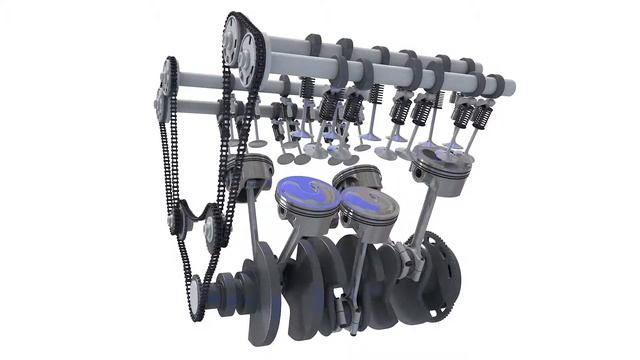 Animated V6 Engine - 3D Model смотреть онлайн
