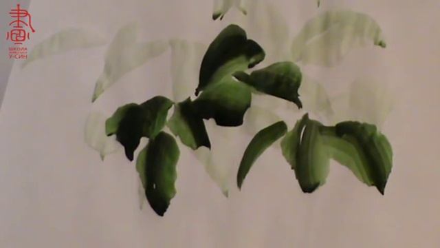 Обучение китайской живописи и живописи у-син. Часть 1 Ветка с листьями смотреть онлайн