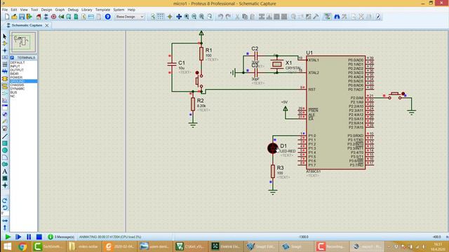 Lab 8-8051 LED Control Example By Button, Keil, Proteus