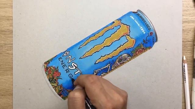 #畫畫 How to draw a Monster Energy drink realistic!-Hyperrealistic Marker水彩畫Monster Energy drink смотреть онлайн