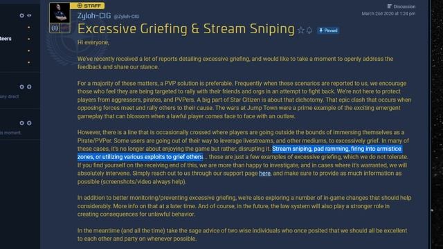 CIG Says 'Git Gud'... (basically) What is griefing in Star Citizen? смотреть онлайн