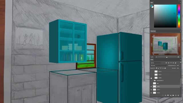 Нарисовал уютную кухню и добавил ей красов в ps смотреть онлайн