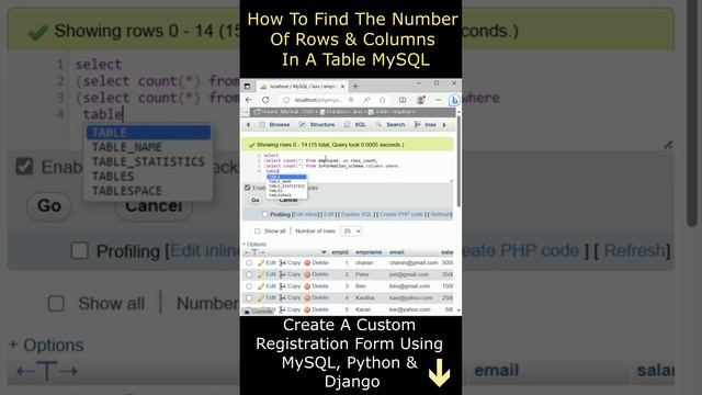 Count number of rows and columns in a table #mysql смотреть онлайн