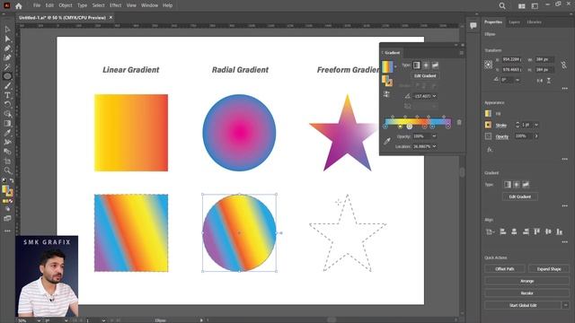 Gradients Adobe Illustrator cc 2022 Class 20 Urdu Hindi SMK Grafix смотреть онлайн