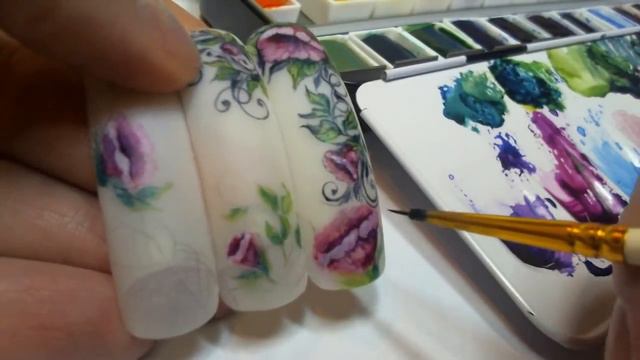 Художественная роспись ногтей (цветы).Nail art painting смотреть онлайн