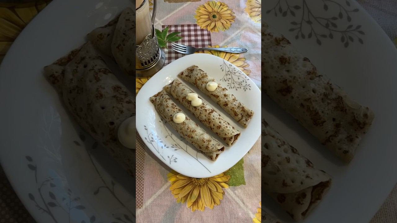 На завтрак у меня сегодня блинчики с мясом, добавил немного майонеза и чай по-английски