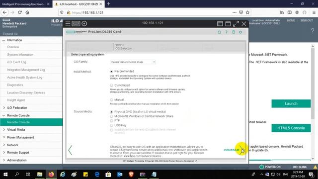 1 install OS using remote console ILO смотреть онлайн
