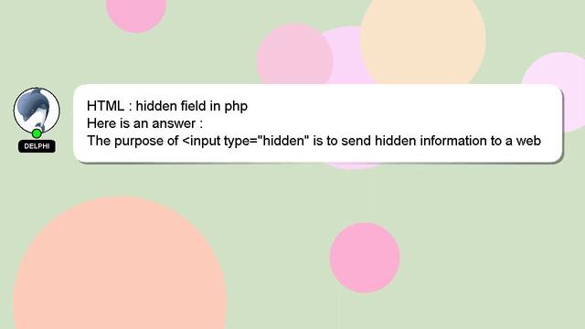HTML : hidden field in php смотреть онлайн