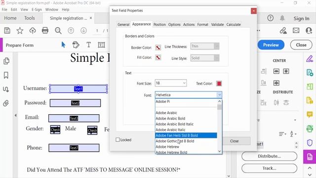 How to change fillable text field font size and color in PDF using Adobe Acrobat Pro DC смотреть онлайн