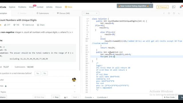 357. Count Numbers with Unique Digits| leetcode| java смотреть онлайн