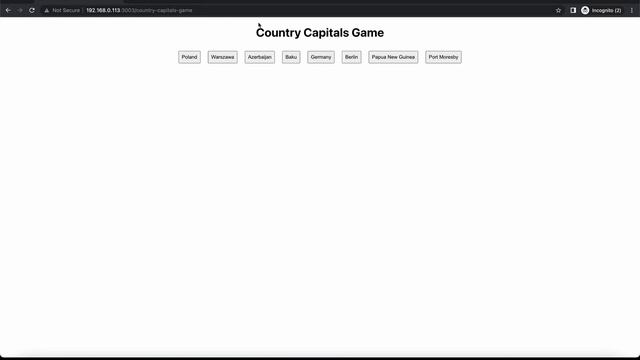Country Capitals Game in ReactJs #react #reactjs #javascript смотреть онлайн