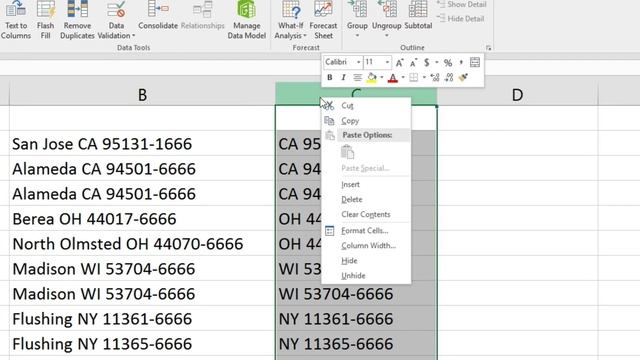How to split a full address in excel into Street, City, State & Zip columns. смотреть онлайн