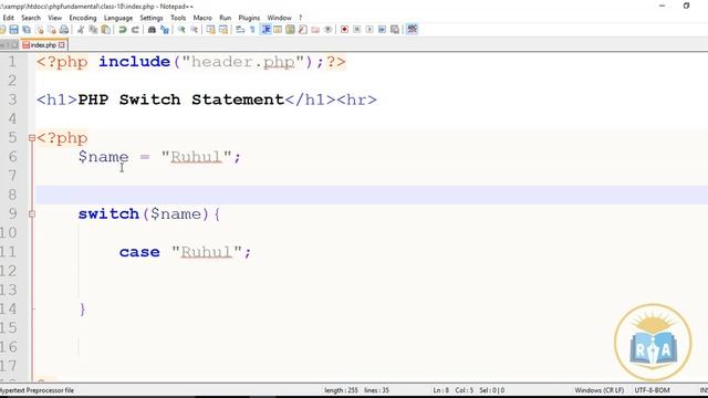PHP Fundamental Bangla Tutotial Class-18: How to use switch statement in php смотреть онлайн
