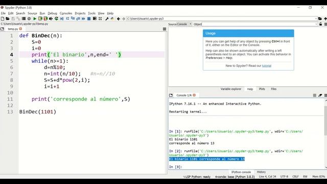 Conversión binario a decimal y decimal a binario en Python смотреть онлайн