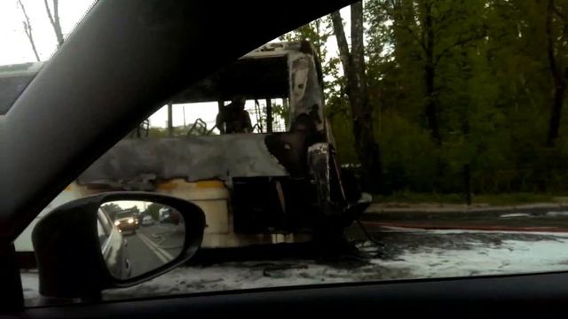 Подольск. 22.05.2015. Сгорел автобус смотреть онлайн