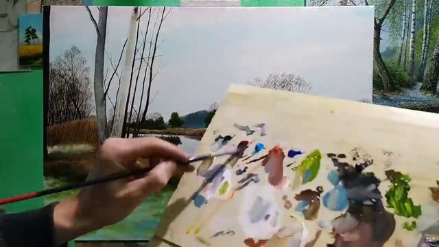 "Ранняя весна" маслом 1 и 2 слой|Oil Painting Time Lapse смотреть онлайн