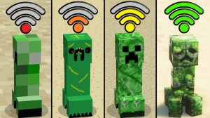 Крипер с разными мощностями в Майнкрафте