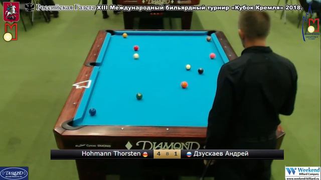 Hohmann Thorsten GER -RUS Дзускаев Андрей Kremlin Cup 10-ball 2018. смотреть онлайн
