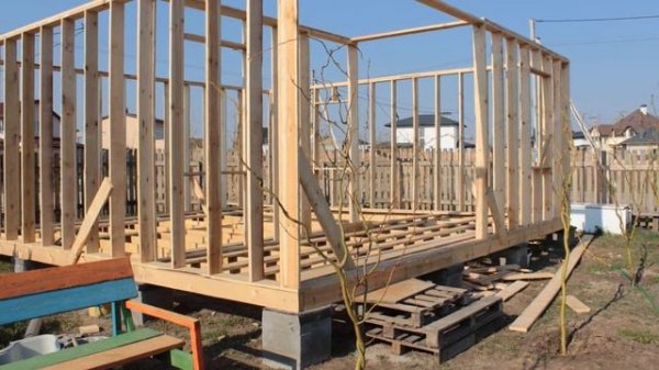 Дом без фундамента . Каркасный дом своими руками . Строим стены