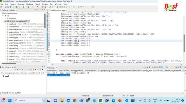 CRUD operation in java using JDBC and MySQL смотреть онлайн