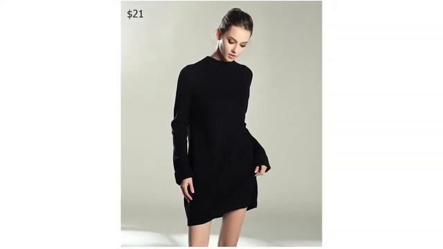 Одежда с AliExpress. Свободное трикотажное однотонное осеннее платье полувер с длинными рукавами. смотреть онлайн