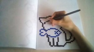 Рисуем котика по клеточкам. (2 часть)