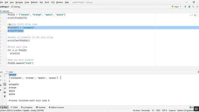 String arrays in Python (Print each item, Add an element, Delete the element, number of elements) смотреть онлайн