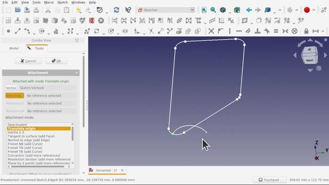 FreeCAD Sketch attachment example using OZX смотреть онлайн
