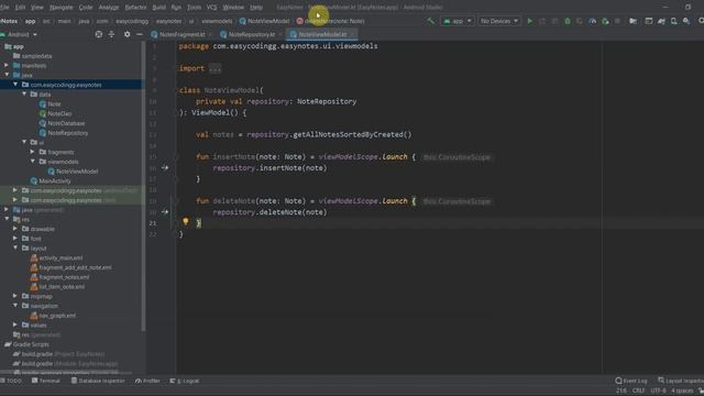 Easy Notes | MVVM Note Application | ViewModel, Repository and Dagger Hilt #4 смотреть онлайн
