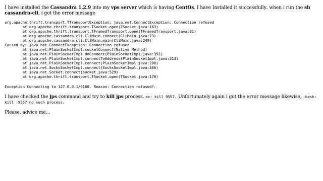 Cassandra: Exception Connecting to 127.0.0.1/9160. Reason: Connection refused? (2 Solutions!!) смотреть онлайн