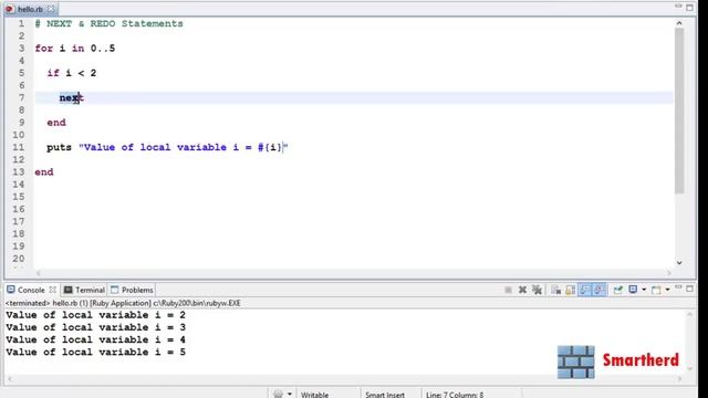 #23 Ruby Tutorial - NEXT and REDO statements with codes in Ruby смотреть онлайн