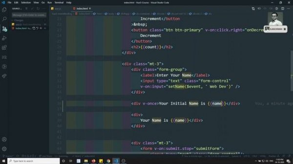 9.use of Key Event Modifiers (enter, esc, ctrl, shift keys) and v-once directive in Vue3 | Vue js