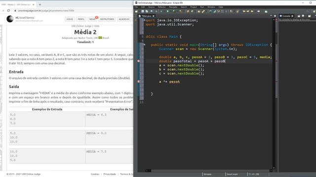 Resolvendo URI 1006 - Java смотреть онлайн