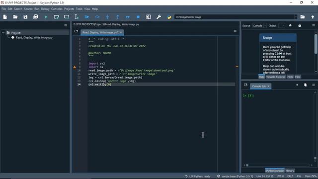 How to Read, Display and Write image using OpenCv | Spyder IDE | Python Tutorial смотреть онлайн