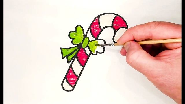 Как нарисовать конфету - Крючок / Раскраска конфета - Крючок Блёстками / Раскраски Малышам / Глитте смотреть онлайн