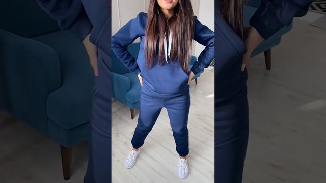 Костюм с худи женский с начесом КС 059ФРН-ТСН (Темно-синий) смотреть онлайн