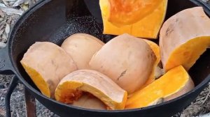 ЭТО ПРОСТО ПУШКА РЕБЯТ ? ТЫКВА В КАЗАНЕ НА КОСТРЕ ???