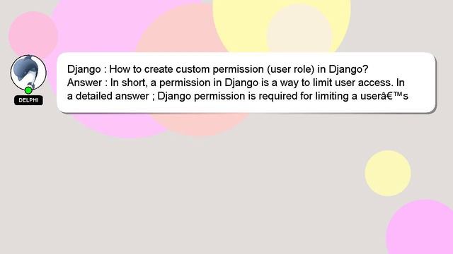 Django : How to create custom permission (user role) in Django? смотреть онлайн