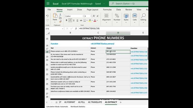 ChatGPT for Excel =AI.EXTRACT Function смотреть онлайн