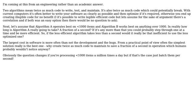 Software Engineering: Using a different algorithm depending on the size of the input смотреть онлайн