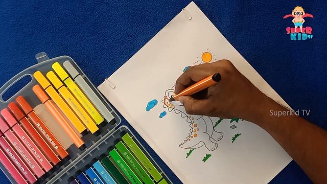 How to do Coloring Dinosaur and Baby | A Step-by-Step Tutorial for Kids | Superkid TV | Page #001 смотреть онлайн