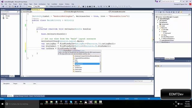 Xamarin Android Tutorial - RatingBar смотреть онлайн