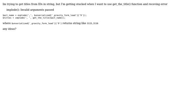 Wordpress: Get title from IDs in a string смотреть онлайн